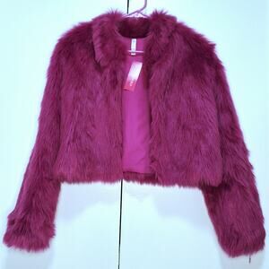 Xhiliration Purple/Fuschia Faux Fur Jacket
